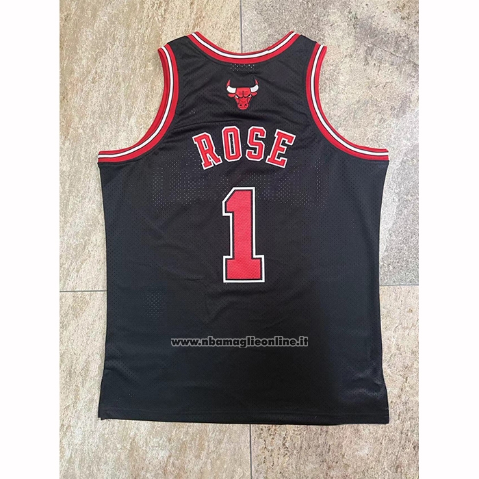 Maglia Chicago Bulls Derrick Rose No 1 Mitchell & Ness 2008-09 Nero